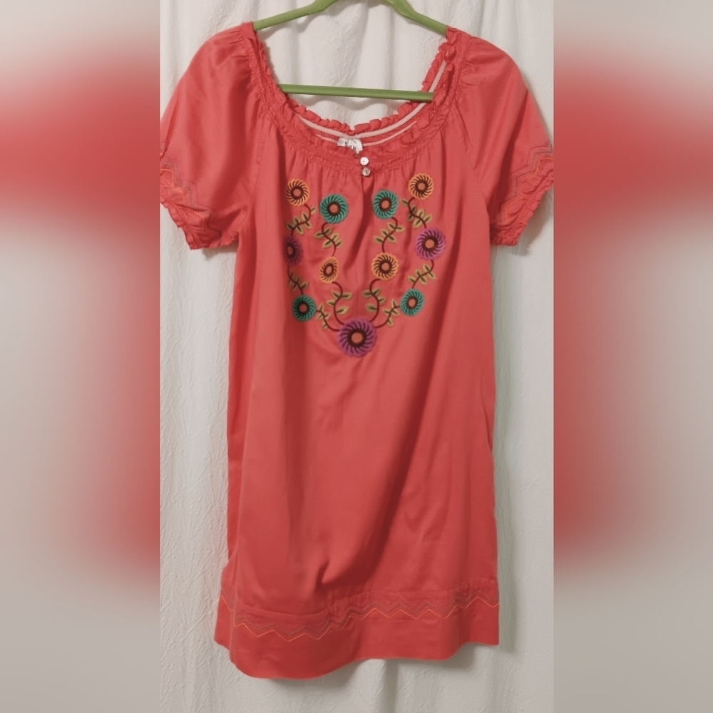 Ivy Jane Embroidered Peasant BOHO Off Shoulder Dress Sz S
